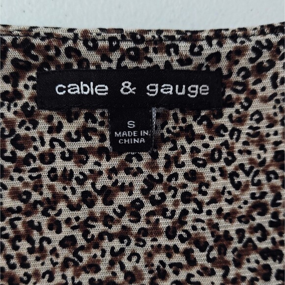 Vintage Y2K Mesh Tank Top Shirt Leopard Cowl Scoop S Small Cable Gauge Cheetah - Picture 6 of 8